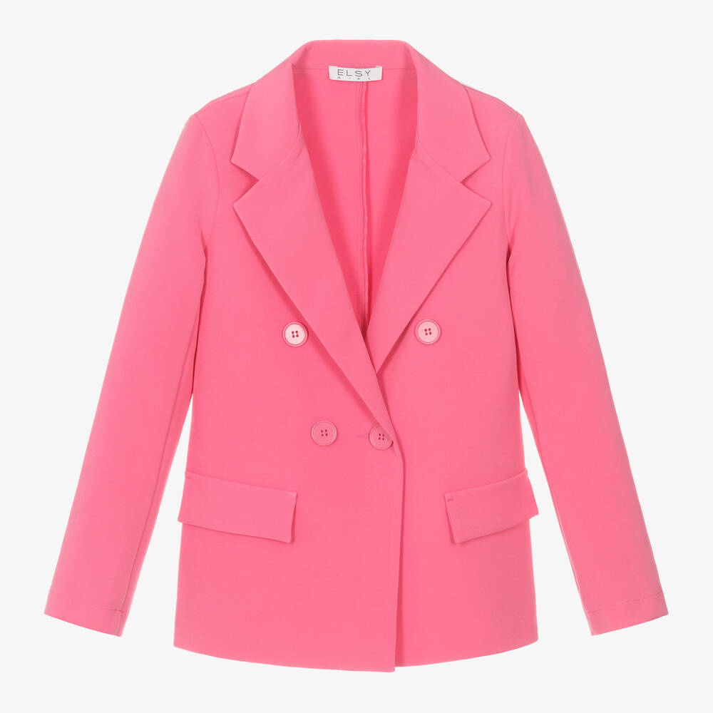 Elsy - Girls Pink Crêpe Blazer | Childrensalon