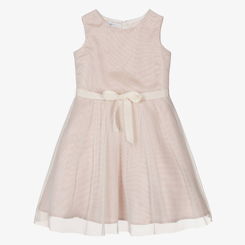 Elsy-Girls Pink & Ivory Shimmer Tulle Dress | Childrensalon Outlet