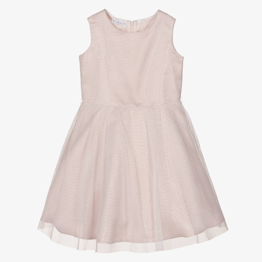 Elsy-Girls Pink & Ivory Shimmer Tulle Dress | Childrensalon Outlet
