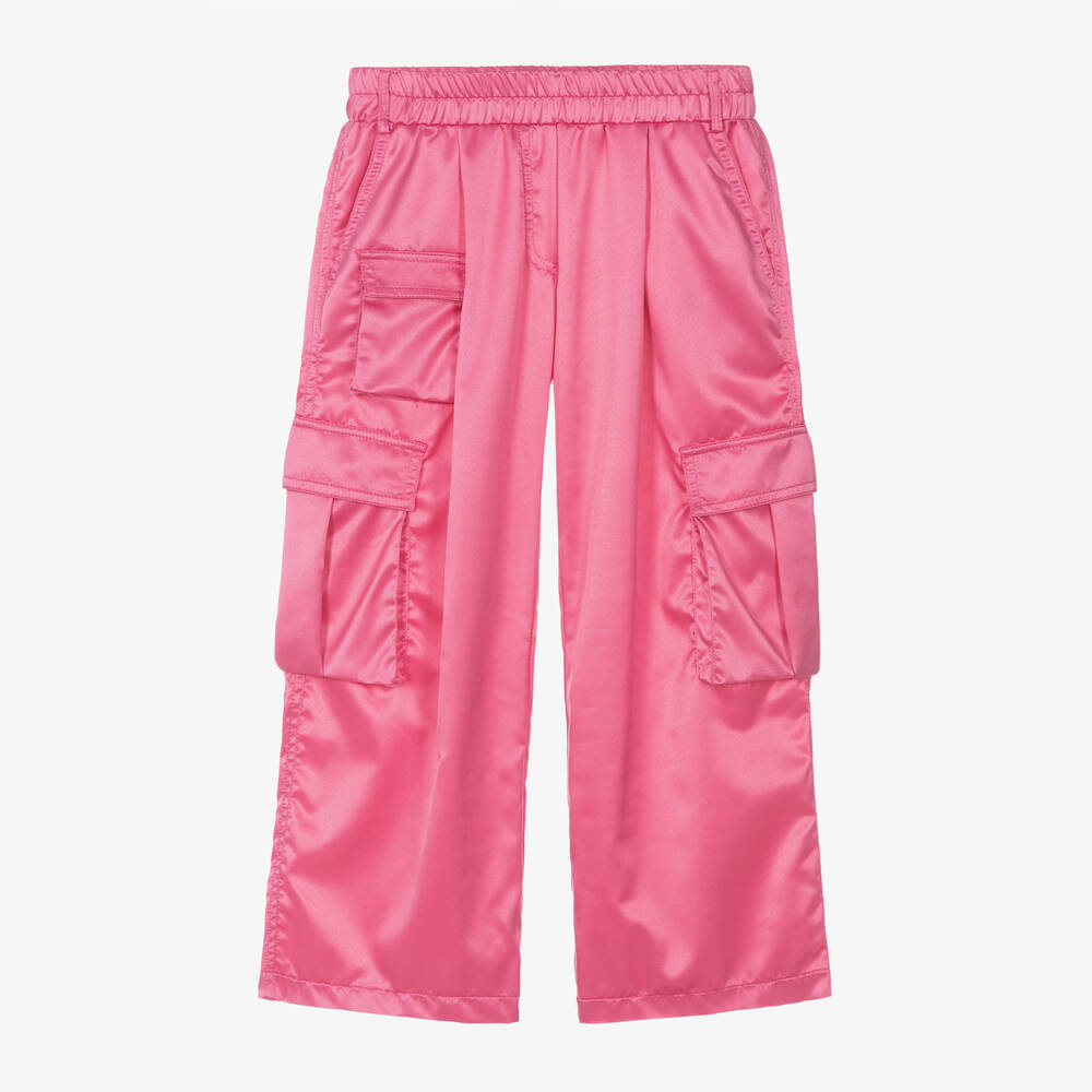 Elsy-Girls Pink Satin Cargo Trousers | Childrensalon Outlet