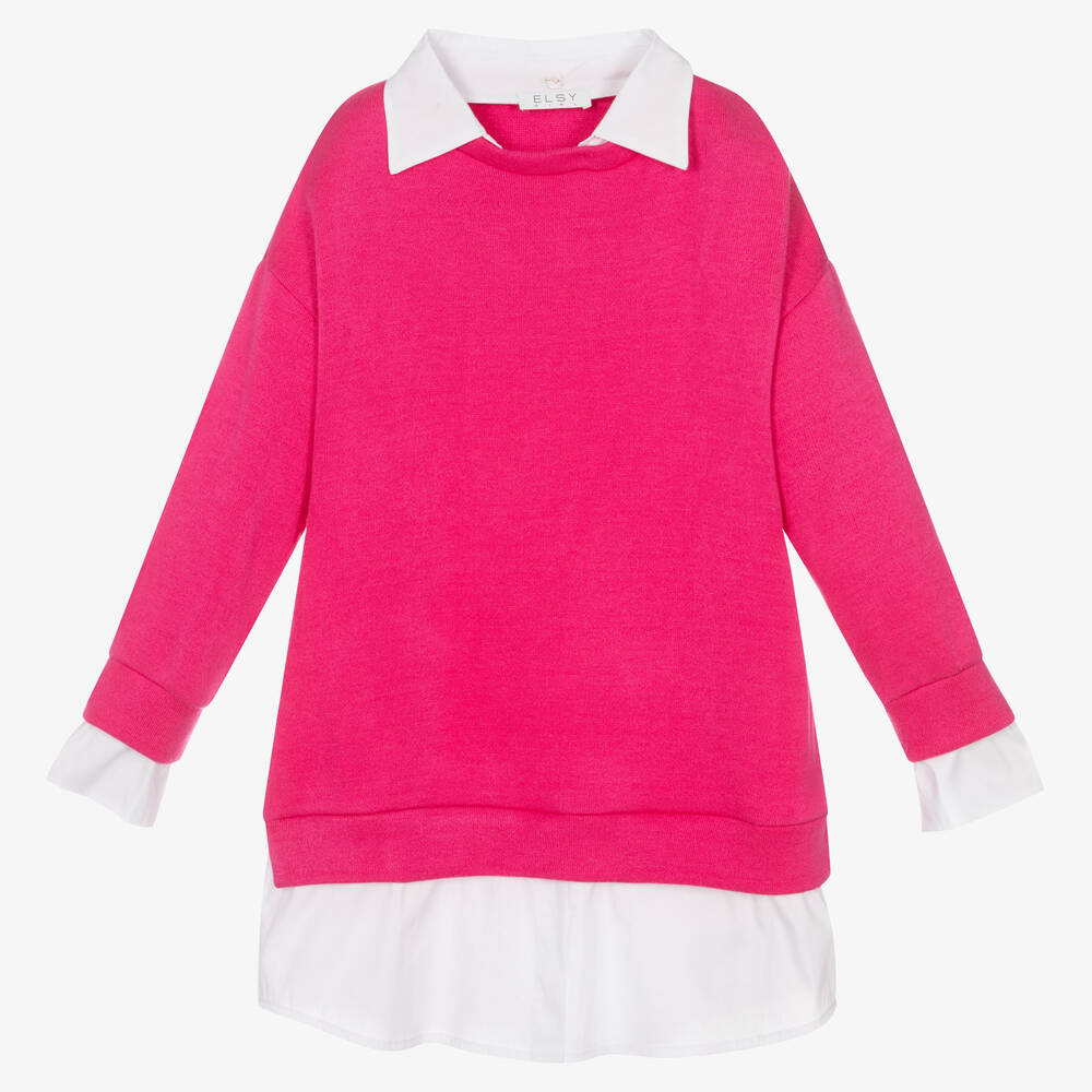 Elsy-Girls Pink & White Dress | Childrensalon Outlet