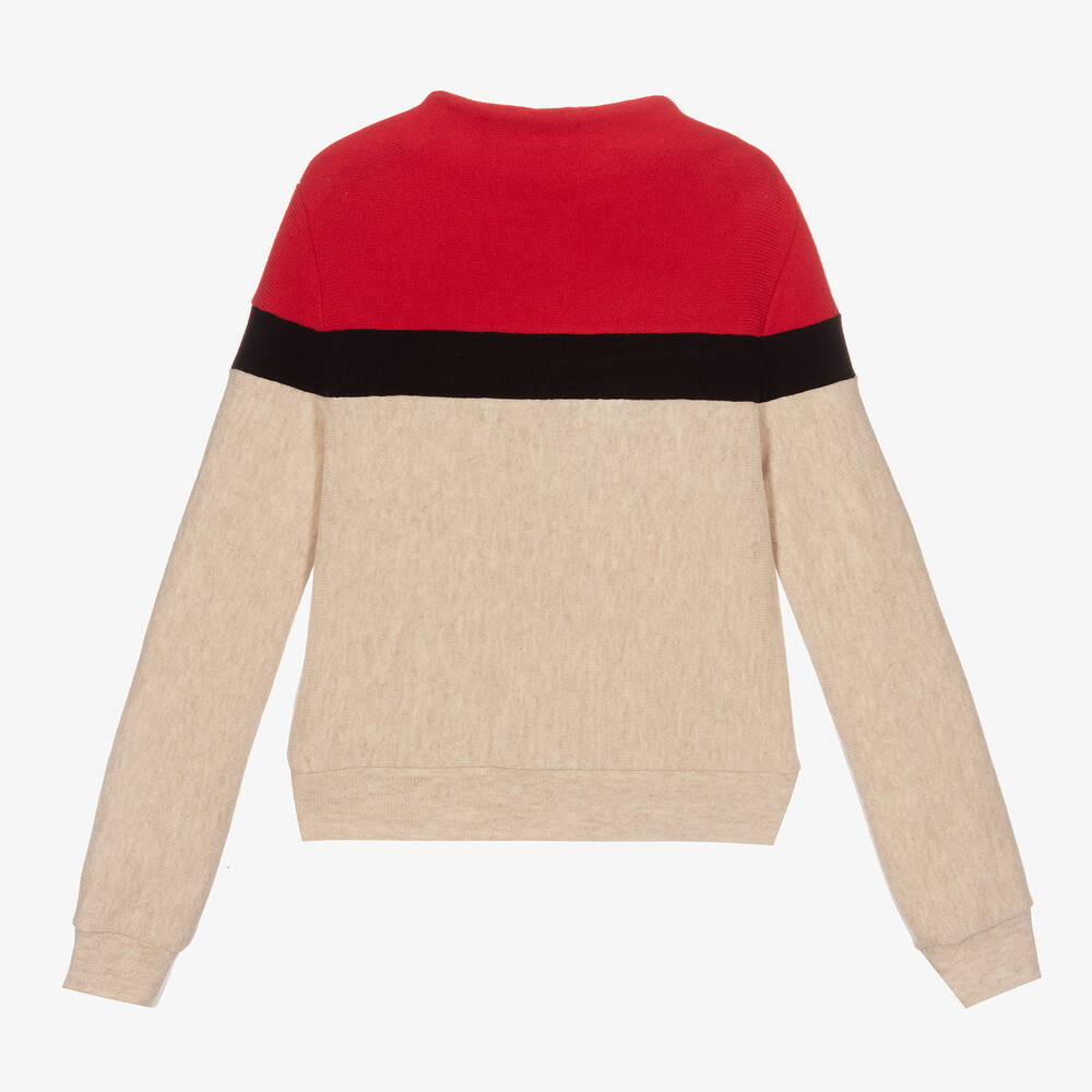 Elsy-Girls Red & Beige Sweater | Childrensalon Outlet