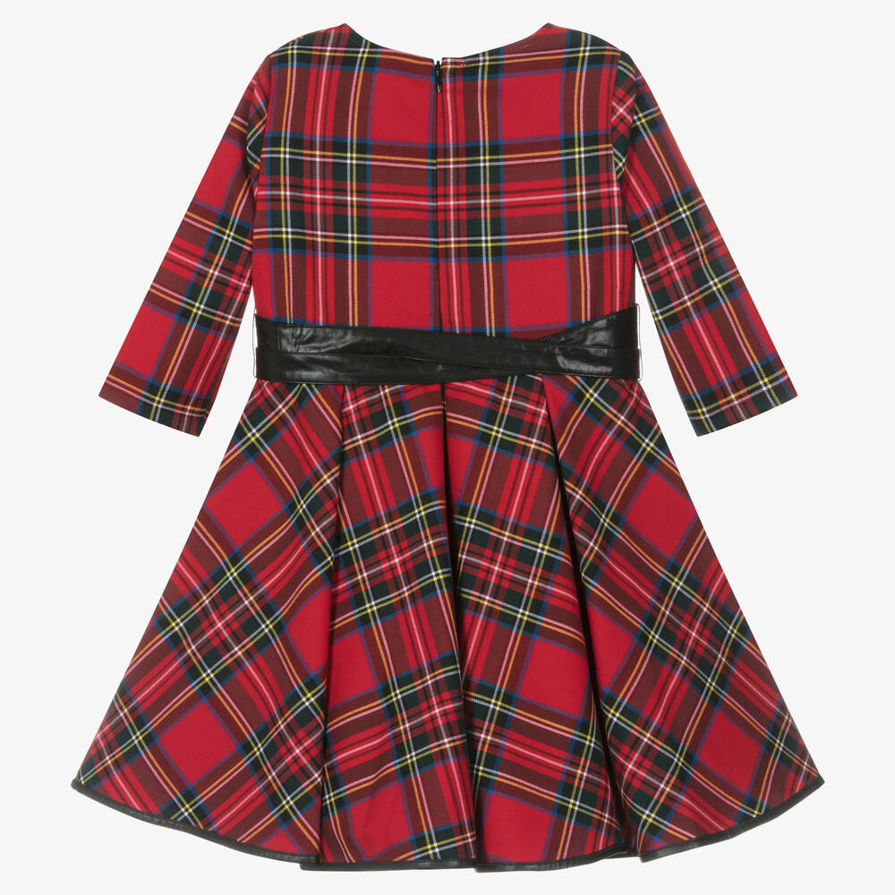 couture by Elsy-Girls Red Tartan Belted Dress | Childrensalon Outlet