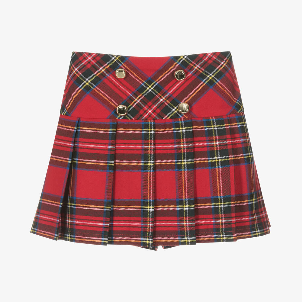 couture by Elsy - Jupe-short écossaise rouge Fille | Childrensalon