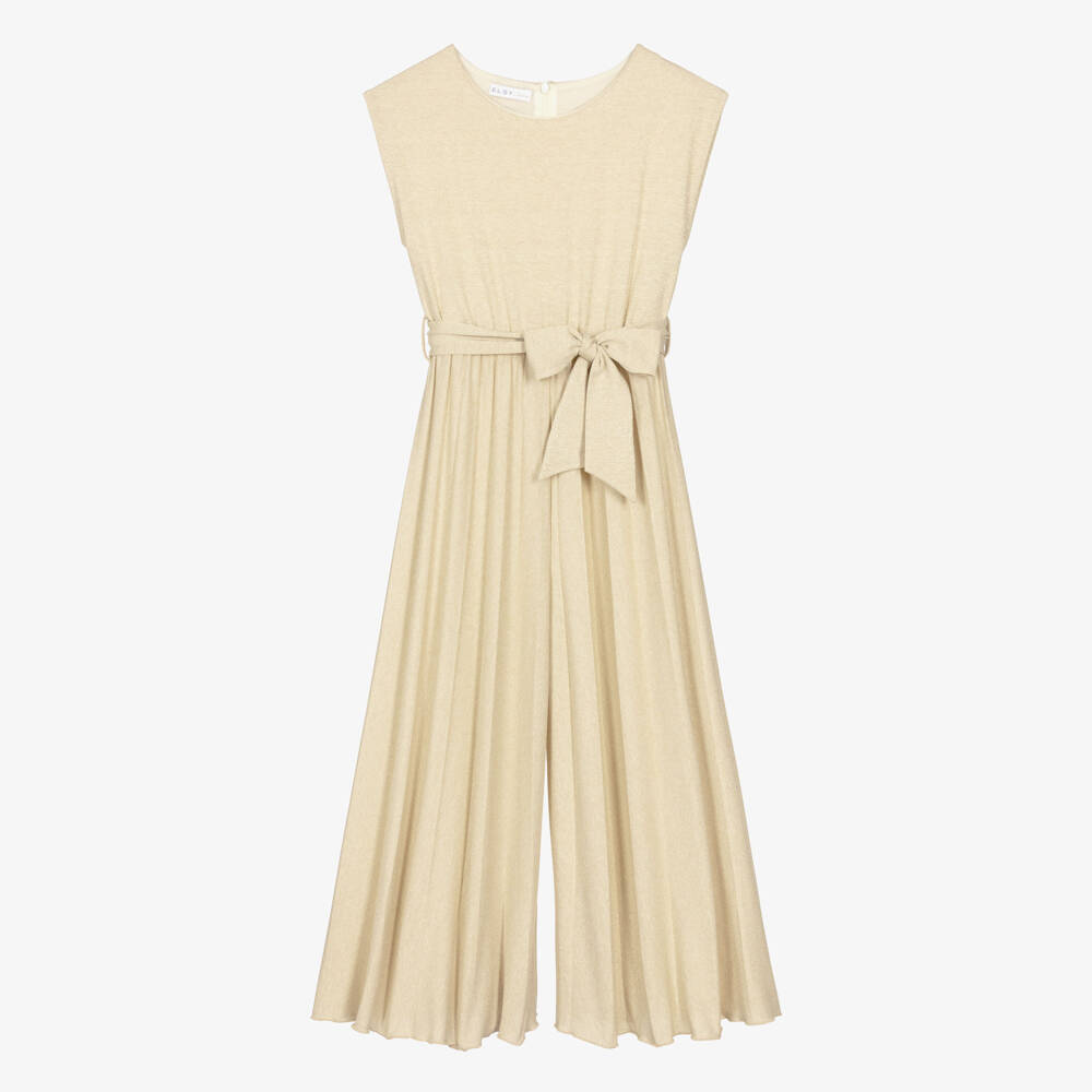 Elsy couture by-Girls Shimmery Gold Jersey Jumpsuit | Childrensalon Outlet