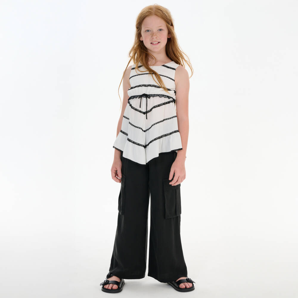 couture by Elsy-Girls Silky Black Utility Pants | Childrensalon Outlet