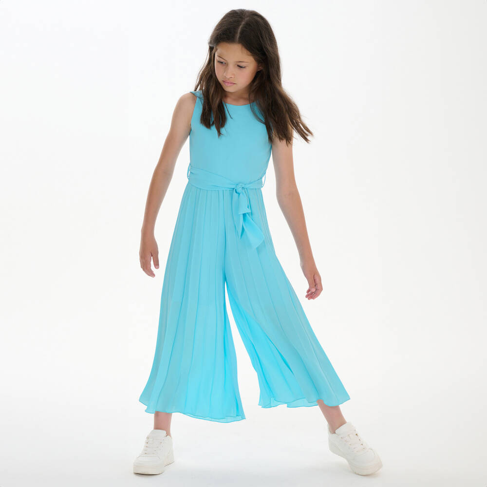 кутюр от Elsy-Комбинезон из голубого шифона для девочек | Childrensalon Outlet