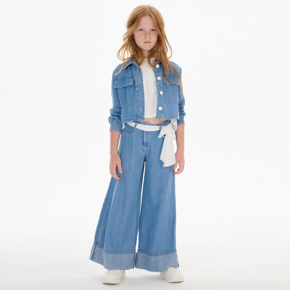 couture by Elsy-Girls Stylish Blue Button Jacket | Childrensalon Outlet