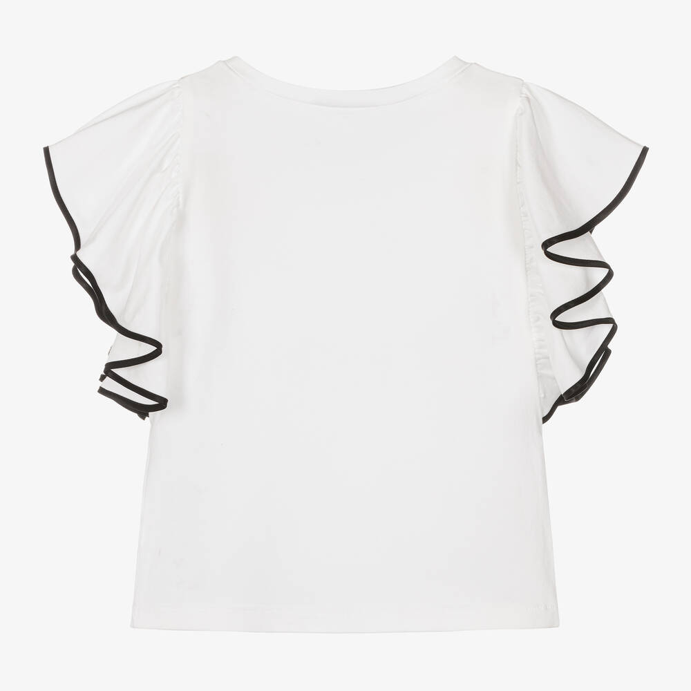 إلسي-تيشيرت قطن جيرسي لون أبيض للبنات | Childrensalon Outlet