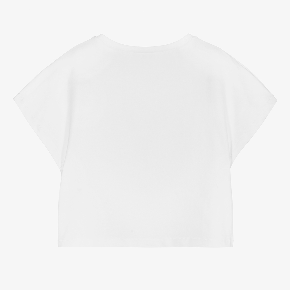 Elsy-Girls White Cotton T-Shirt | Childrensalon Outlet