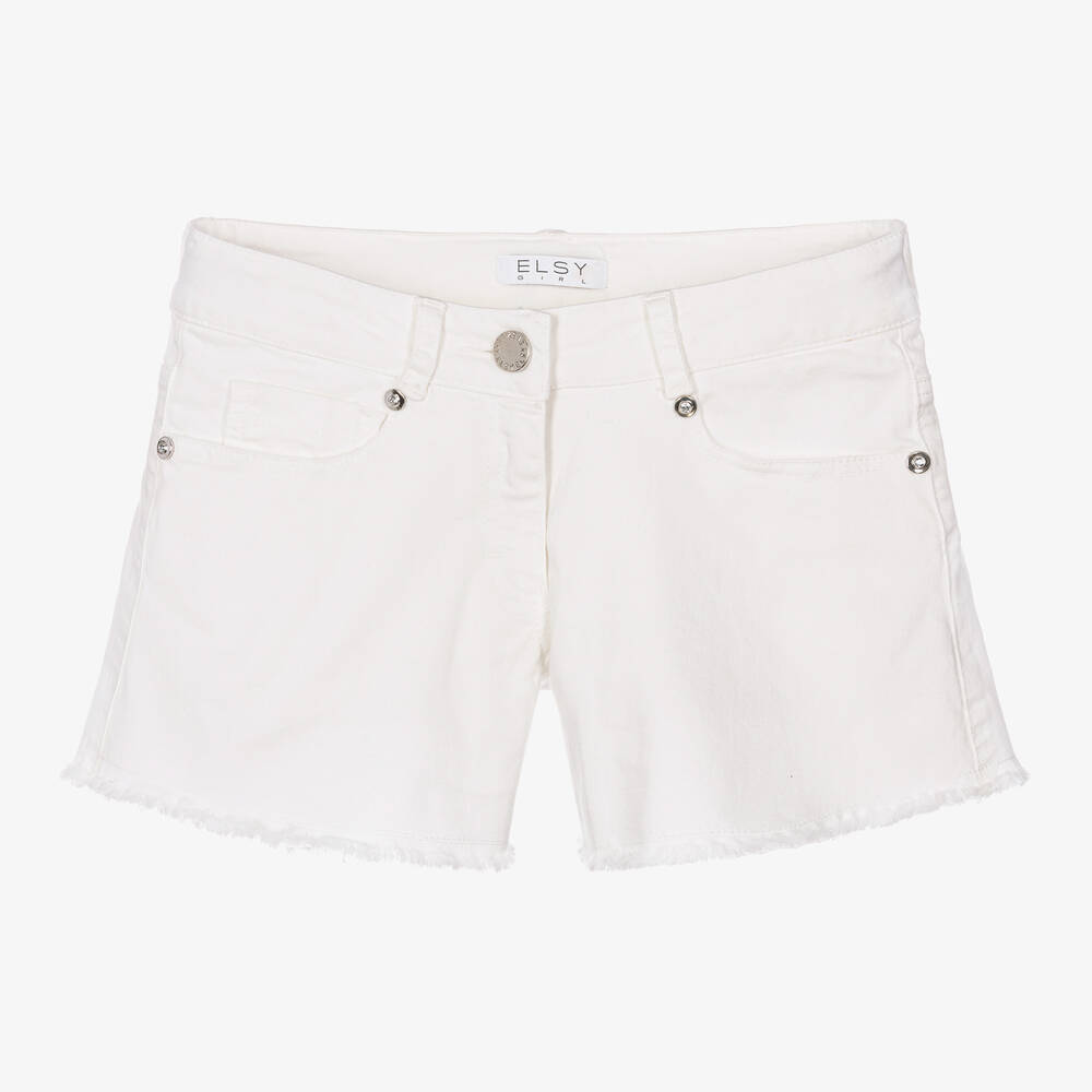 Elsy - Short blanc en jean fille | Childrensalon