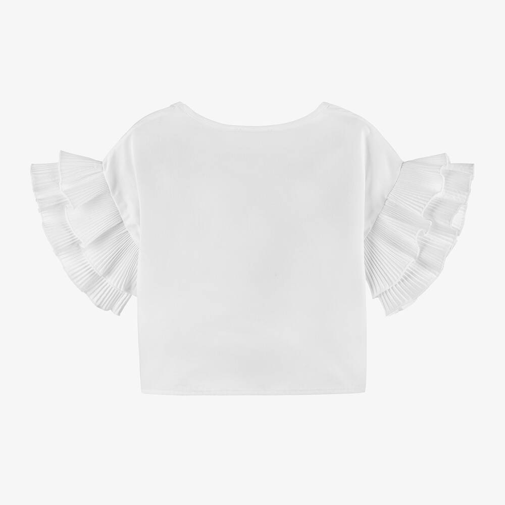 Elsy-Girls White Frill Sleeve Blouse | Childrensalon Outlet