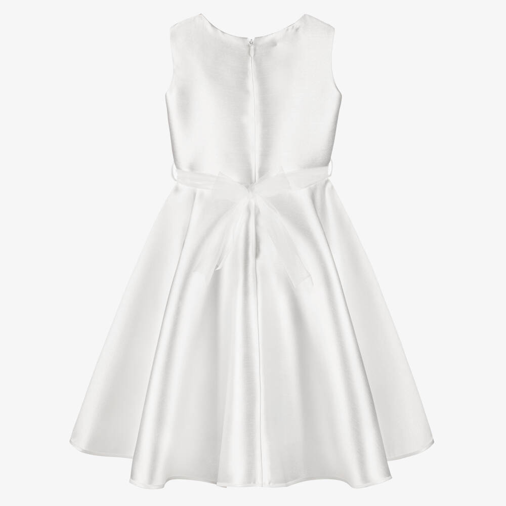Elsy Couture-Girls White Satin Dress with Diamanté Chain Belt | Childrensalon Outlet