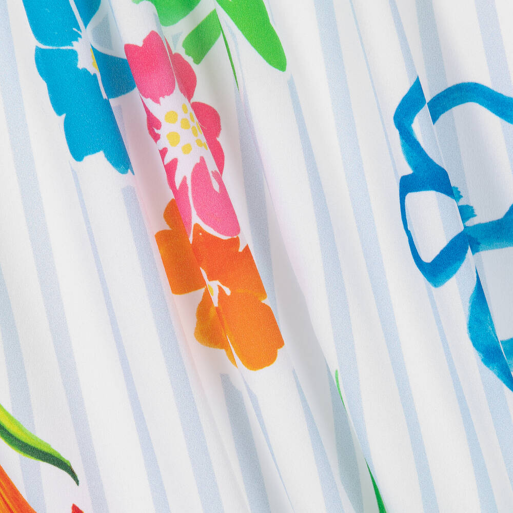 Elsy-Белое платье в полоску с цветами | Childrensalon Outlet