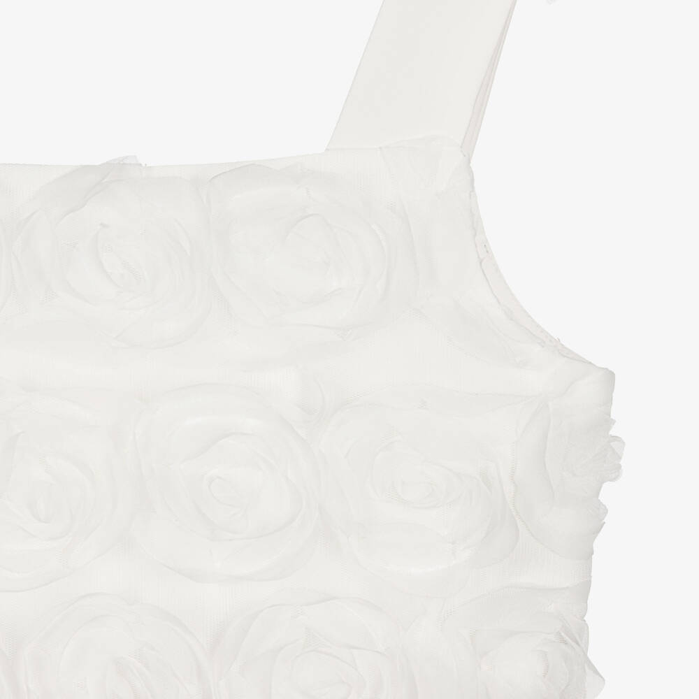 Elsy-Girls White Tulle Roses Blouse | Childrensalon Outlet