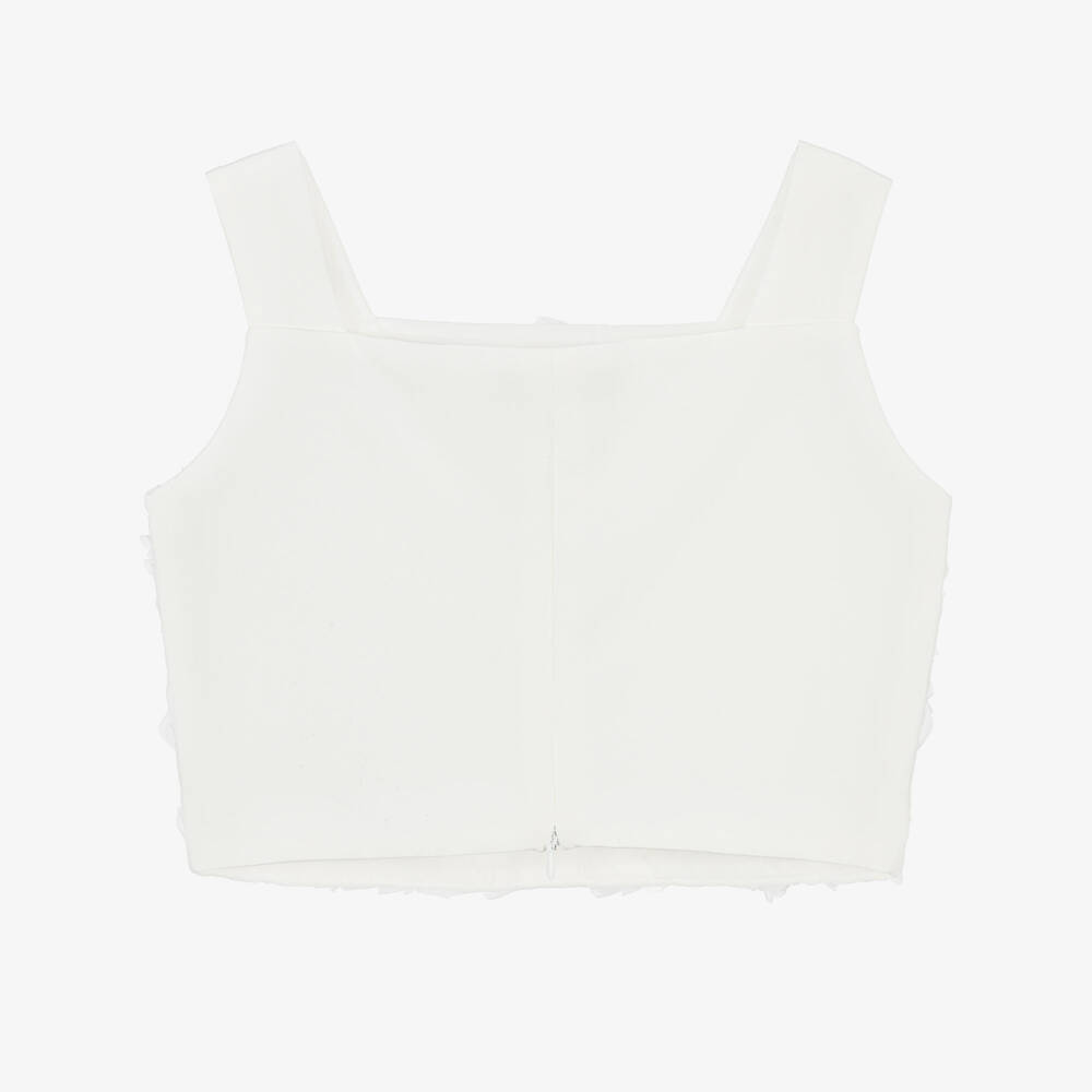 Elsy-Girls White Tulle Roses Blouse | Childrensalon Outlet