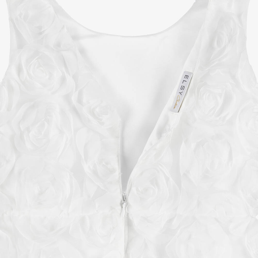 Elsy-Girls White Tulle Roses Dress | Childrensalon Outlet