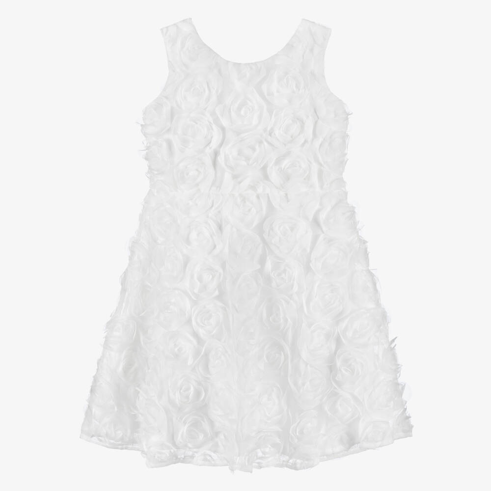 Elsy-Girls White Tulle Roses Dress | Childrensalon Outlet