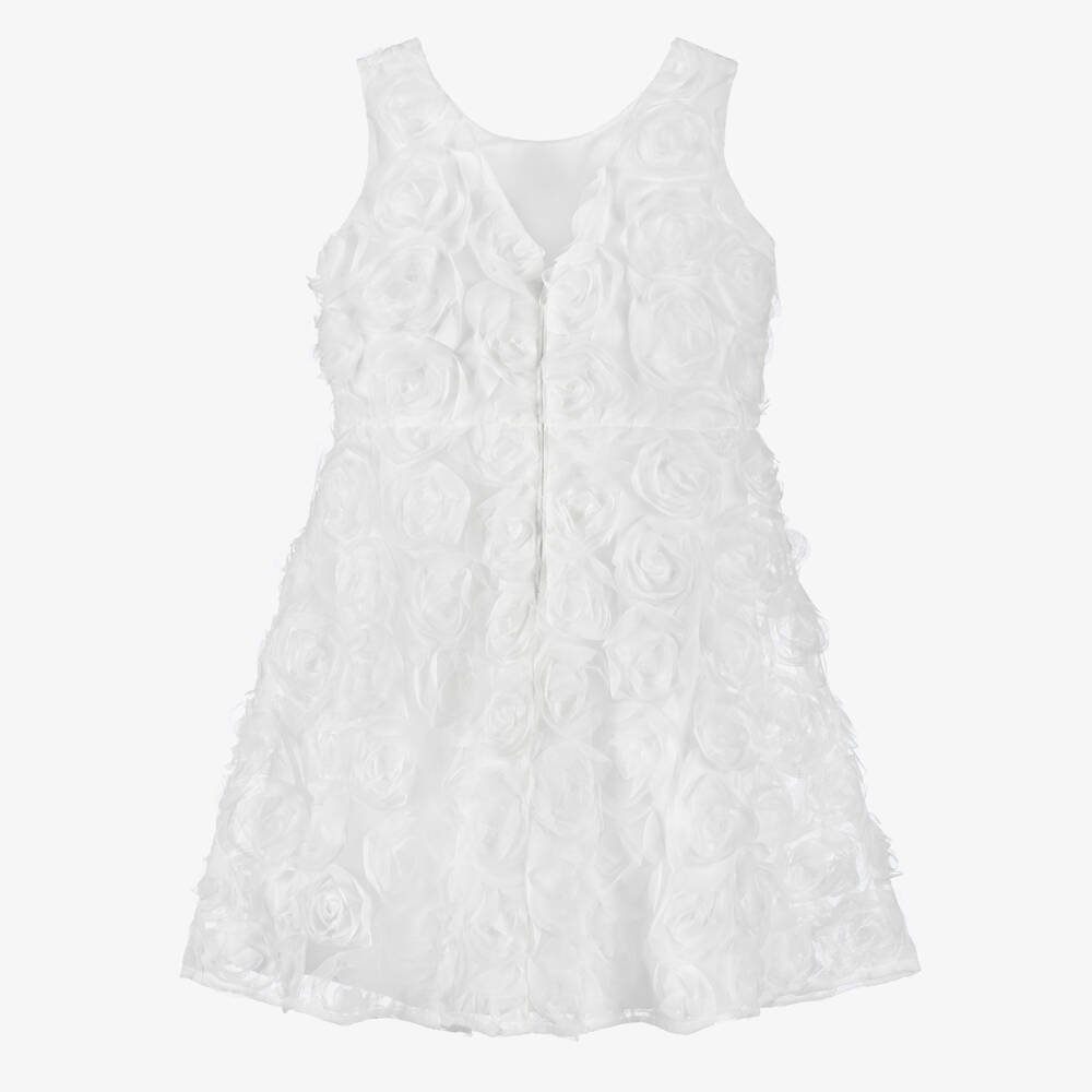 Elsy-Girls White Tulle Roses Dress | Childrensalon Outlet