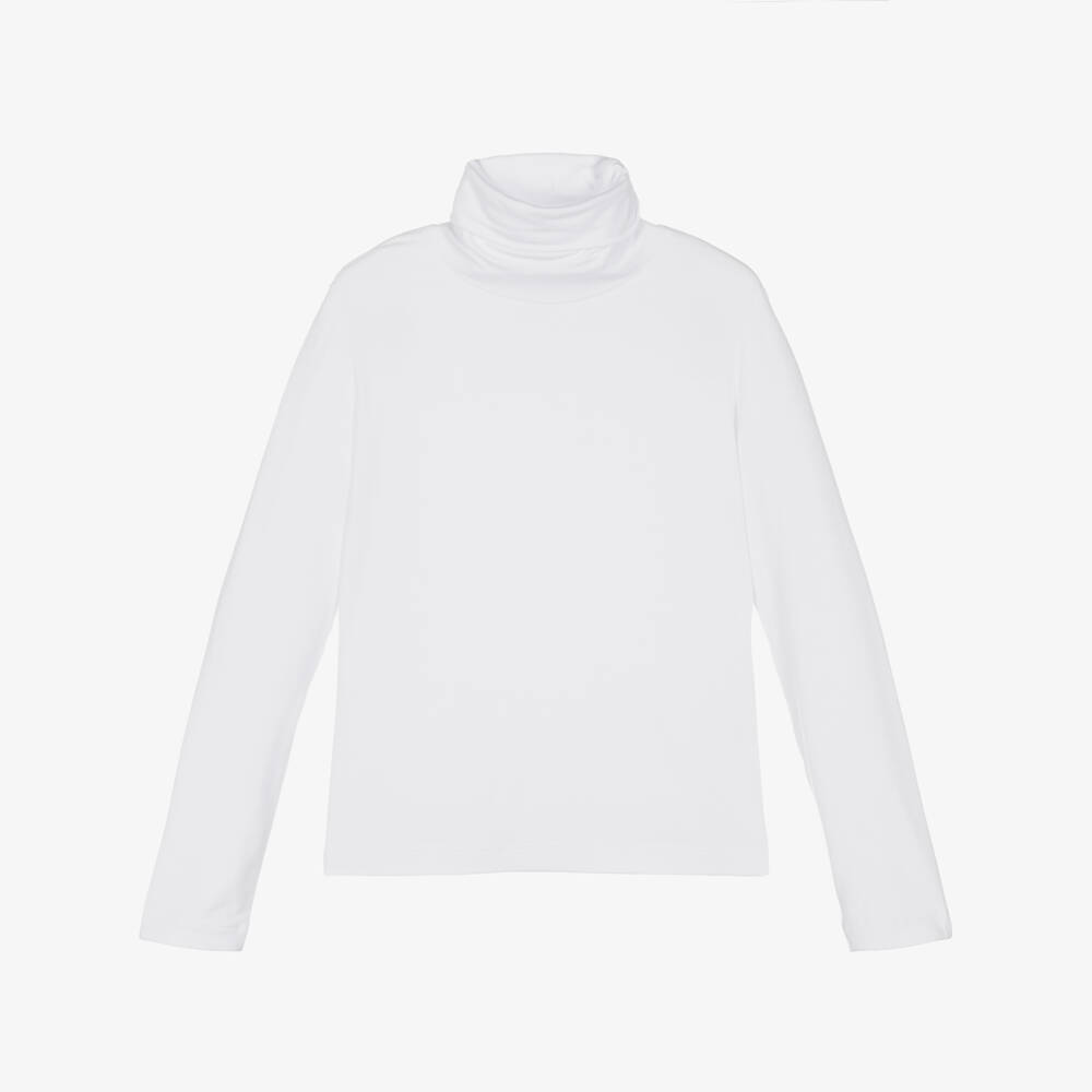 Elsy-Girls White Viscose Jersey Roll Neck Top | Childrensalon Outlet