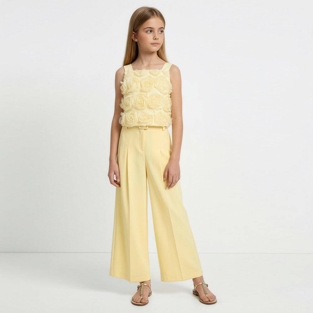 Elsy couture by-Girls Yellow Tulle Roses Blouse | Childrensalon Outlet