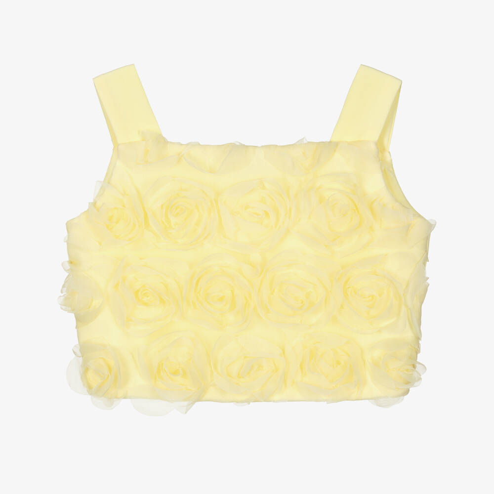 Elsy couture by-Girls Yellow Tulle Roses Blouse | Childrensalon Outlet