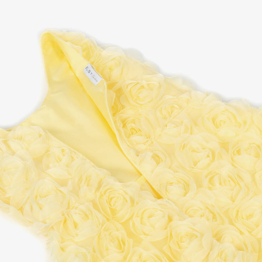 Elsy couture by-Girls Yellow Tulle Roses Dress | Childrensalon Outlet