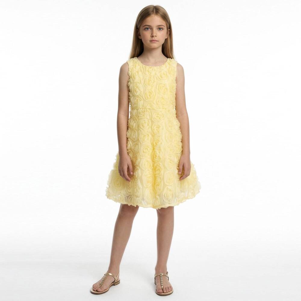 Elsy couture by-Girls Yellow Tulle Roses Dress | Childrensalon Outlet