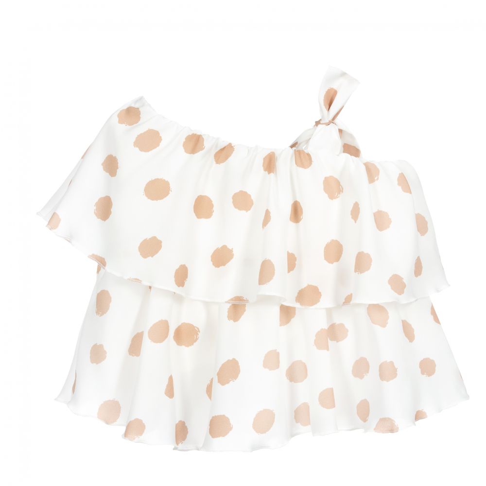 Elsy-Ivory & Beige Chiffon Blouse | Childrensalon Outlet
