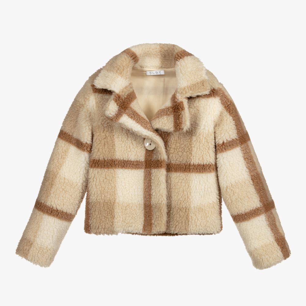 Elsy - Ivory & Beige Fleece Jacket | Childrensalon