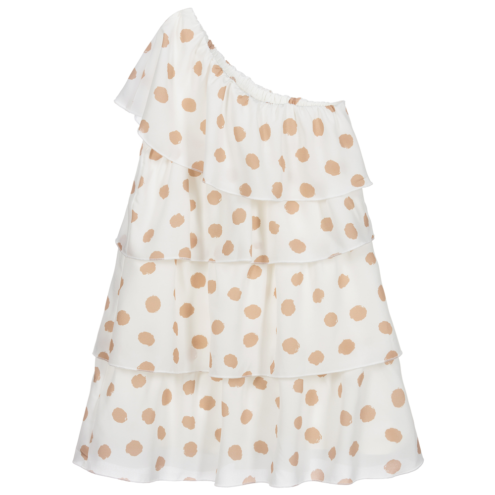 Elsy - Платье цвета слоновой кости в бежевый горох | Childrensalon