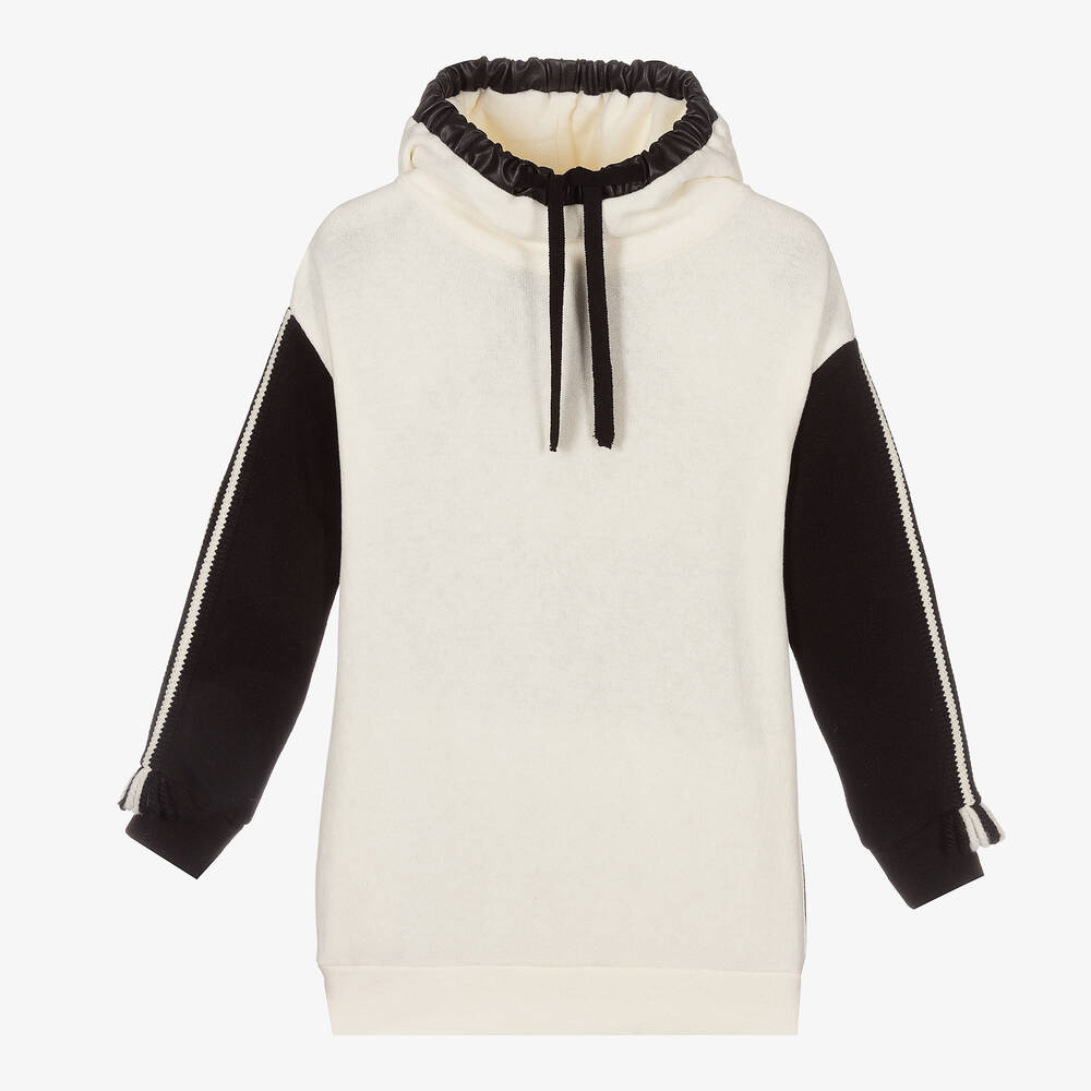 Elsy - Ivory & Black Long Sweater | Childrensalon