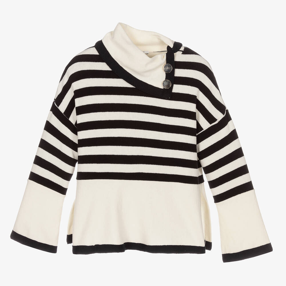 Elsy - Ivory & Black Stripe Sweater | Childrensalon