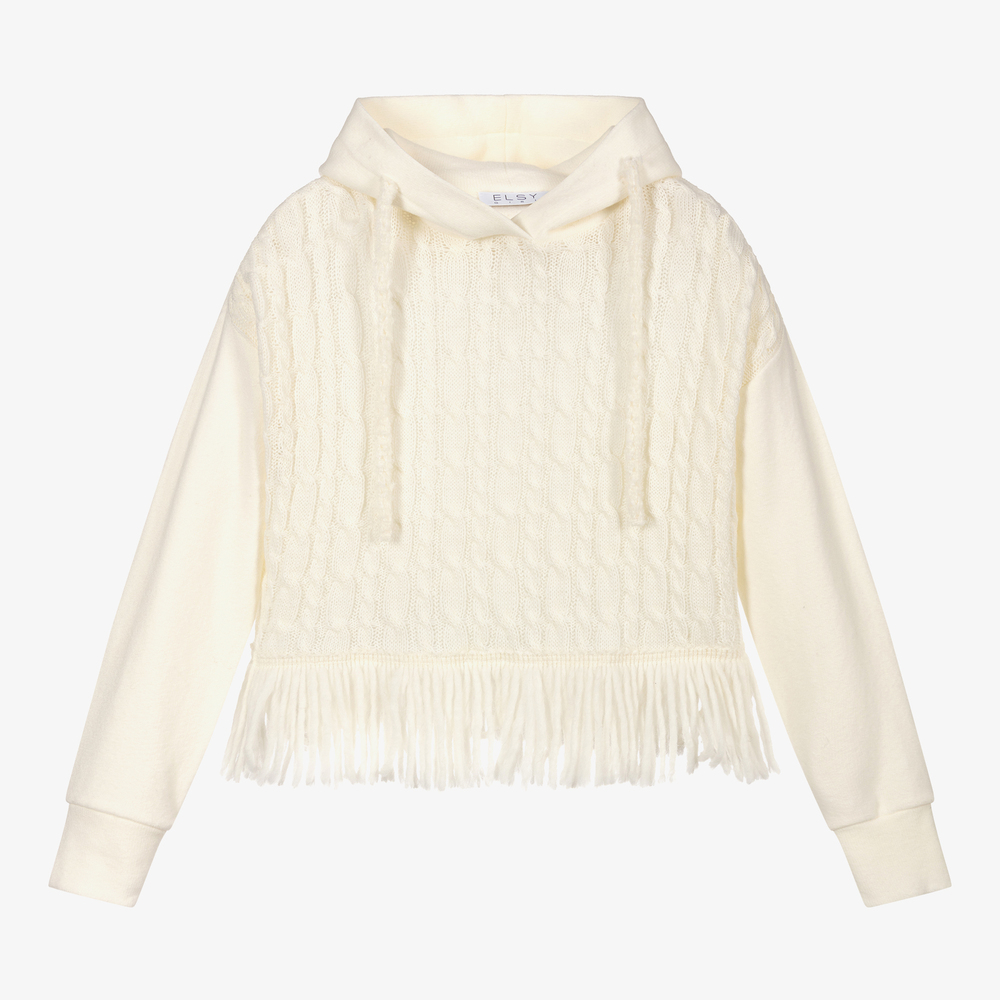 Elsy - Ivory Cable Knit Sweater  | Childrensalon