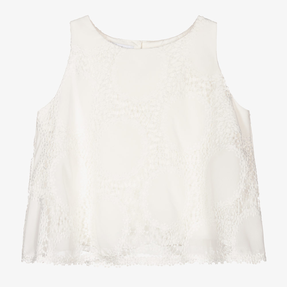 Elsy - Ivory Chiffon & Lace Blouse | Childrensalon