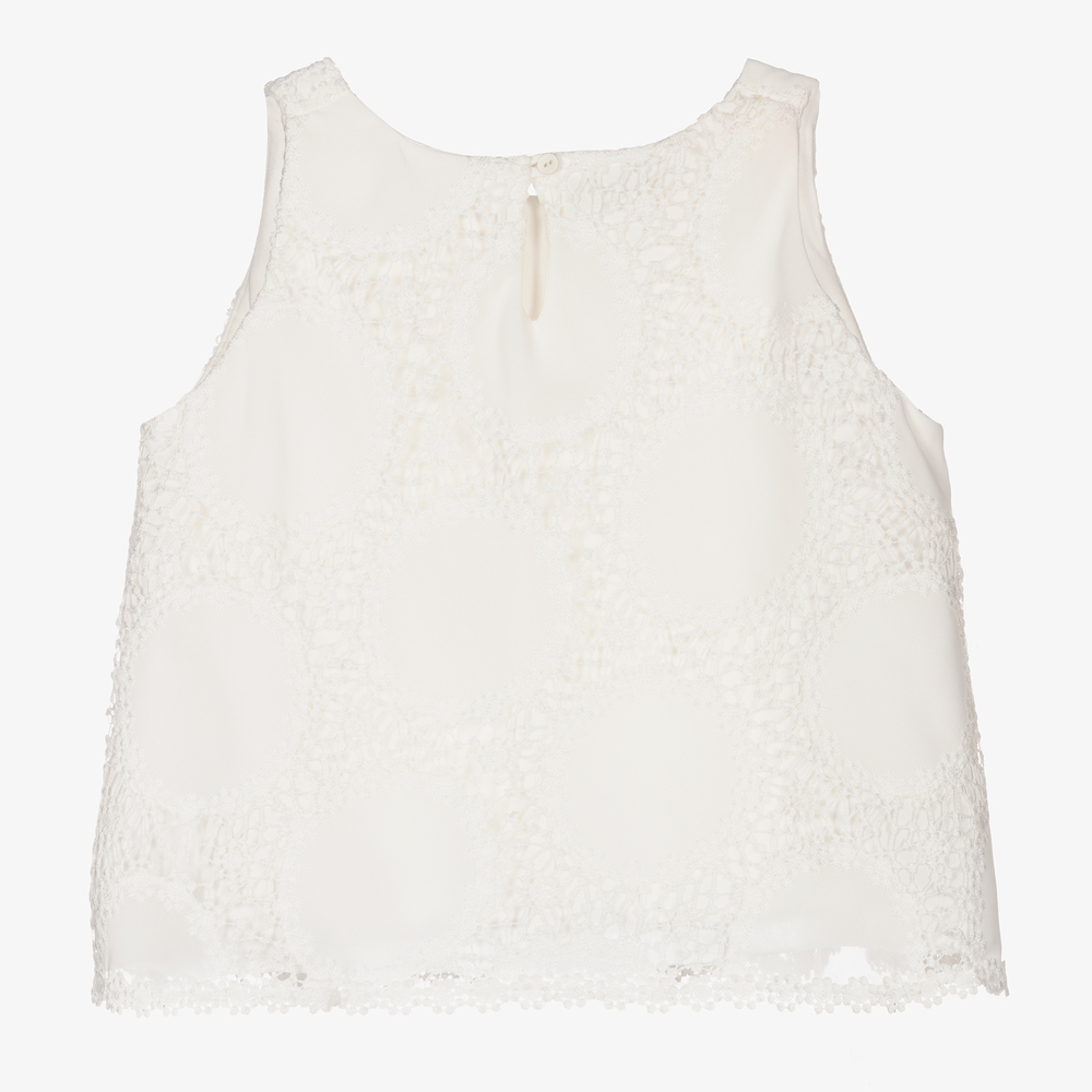 Elsy-Ivory Chiffon & Lace Blouse | Childrensalon Outlet