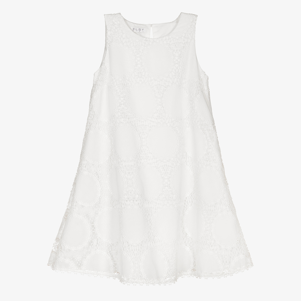 Elsy - Ivory Chiffon & Lace Dress | Childrensalon