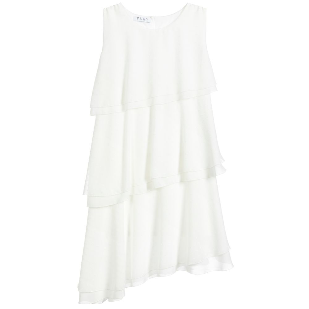 Elsy - Ivory Chiffon Tiered Dress | Childrensalon