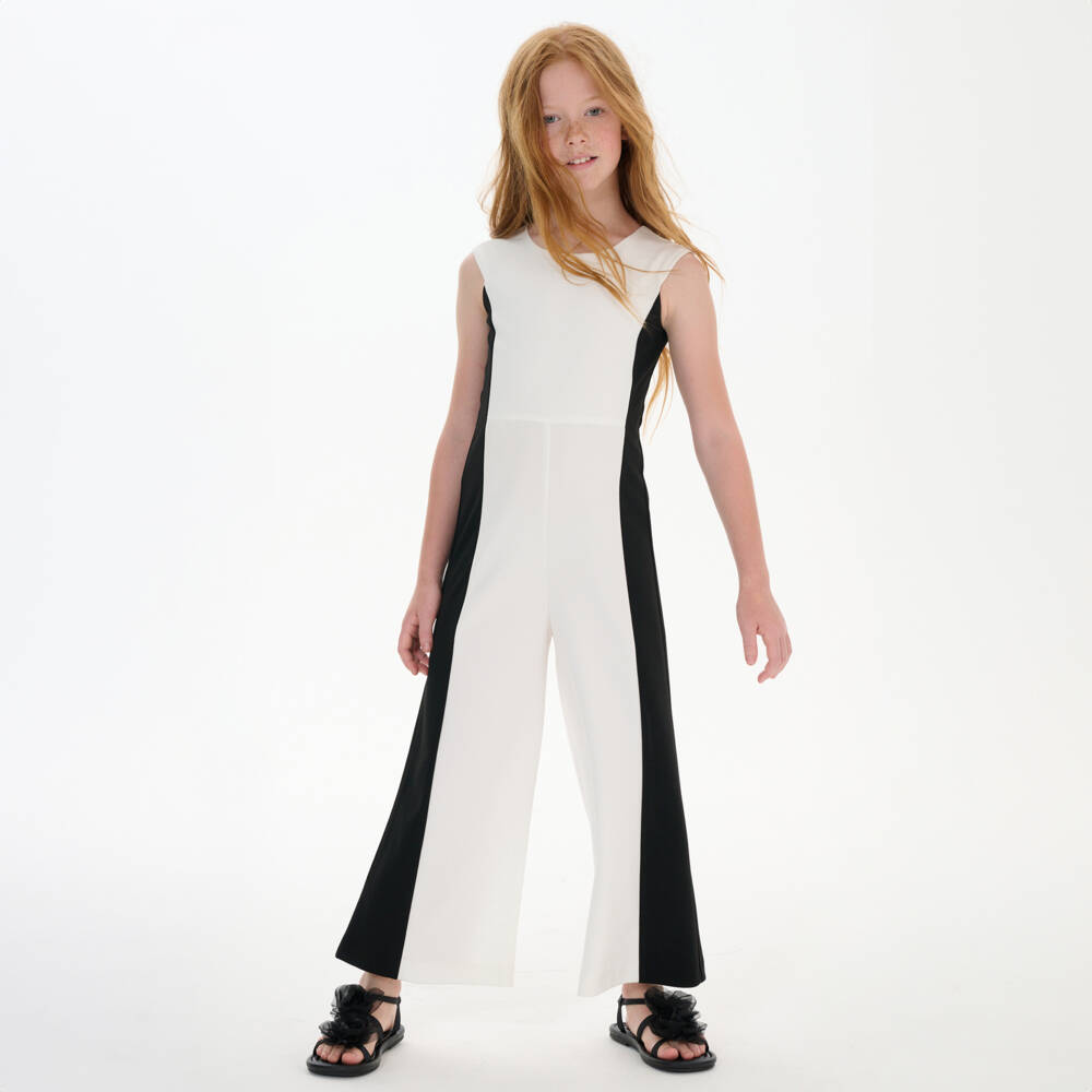 couture by Elsy-Ivory & Ebony Striped Girls' Romper | Childrensalon Outlet