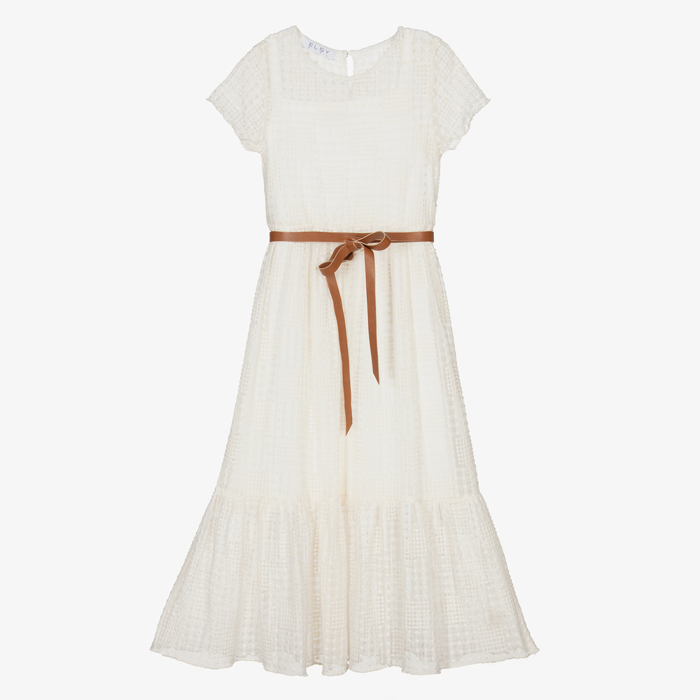 Elsy - Ivory Embroidered Tulle Dress | Childrensalon