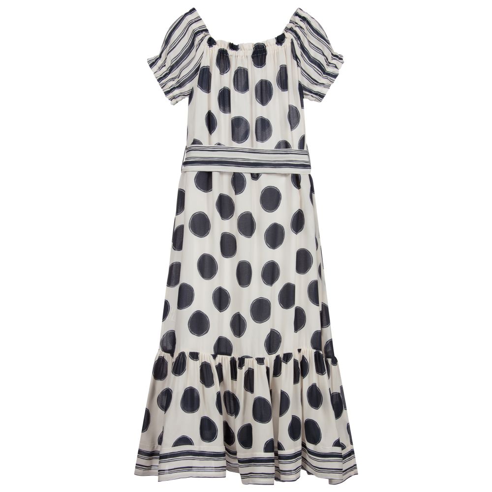 Elsy-فستان طويل فيسكوز لون عاجي وكحلي | Childrensalon Outlet