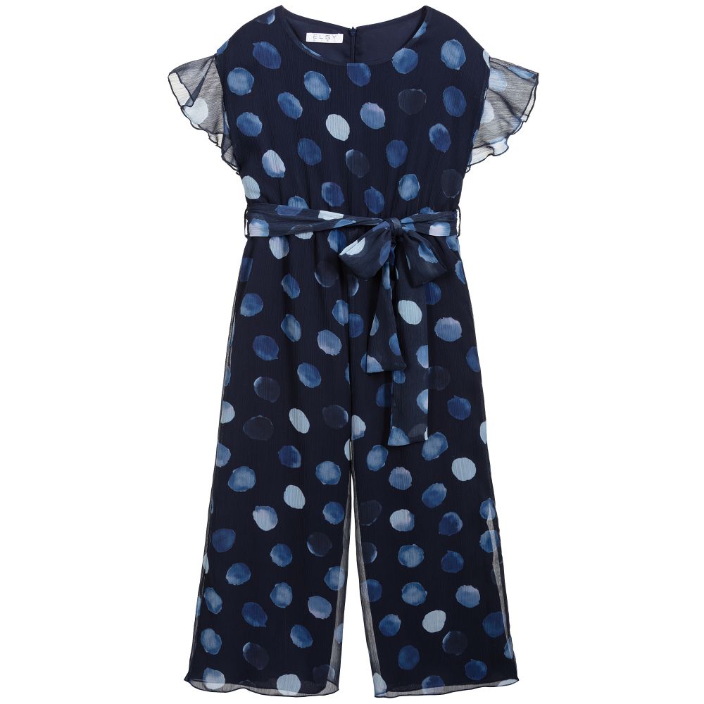 Elsy - Navy Blue Chiffon Jumpsuit | Childrensalon