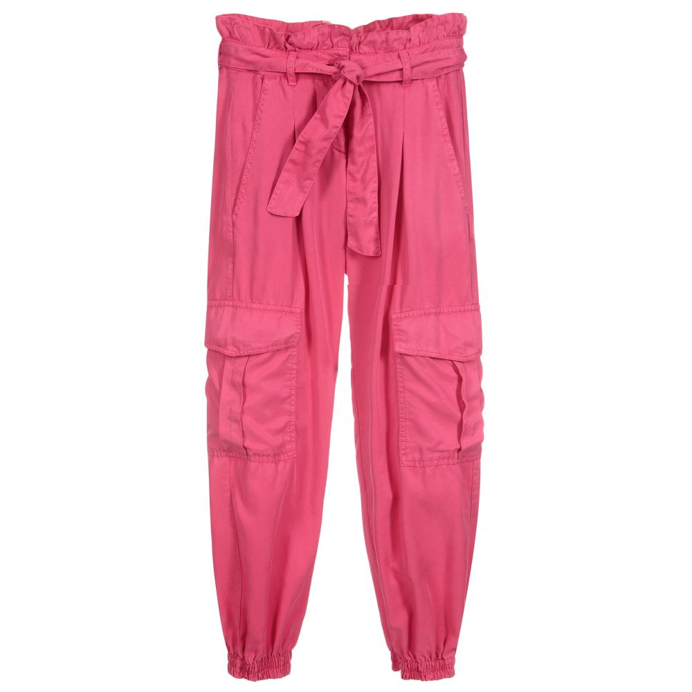 Elsy - Pantalon cargo rose en viscose | Childrensalon