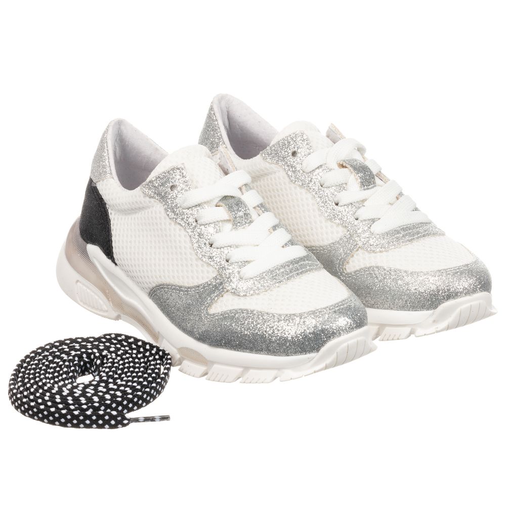 Elsy-Teen Silver & White Trainers | Childrensalon Outlet