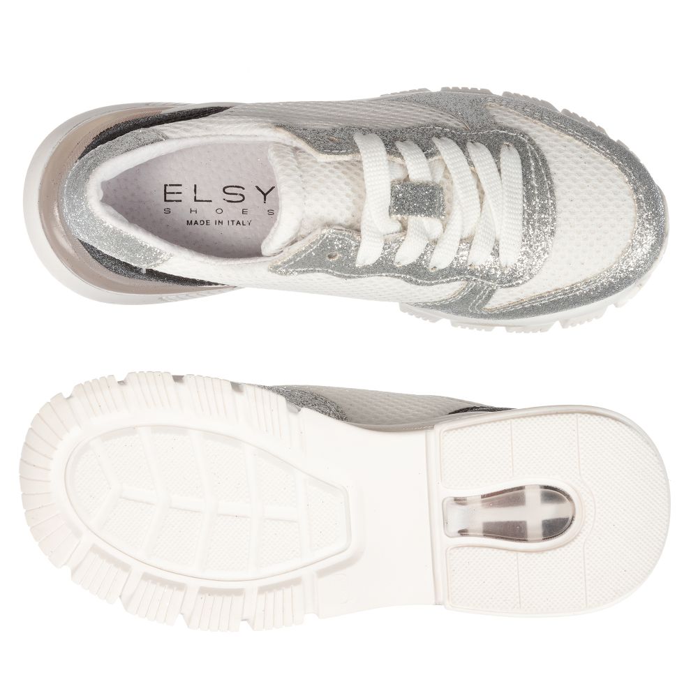 Elsy-Teen Silver & White Trainers | Childrensalon Outlet