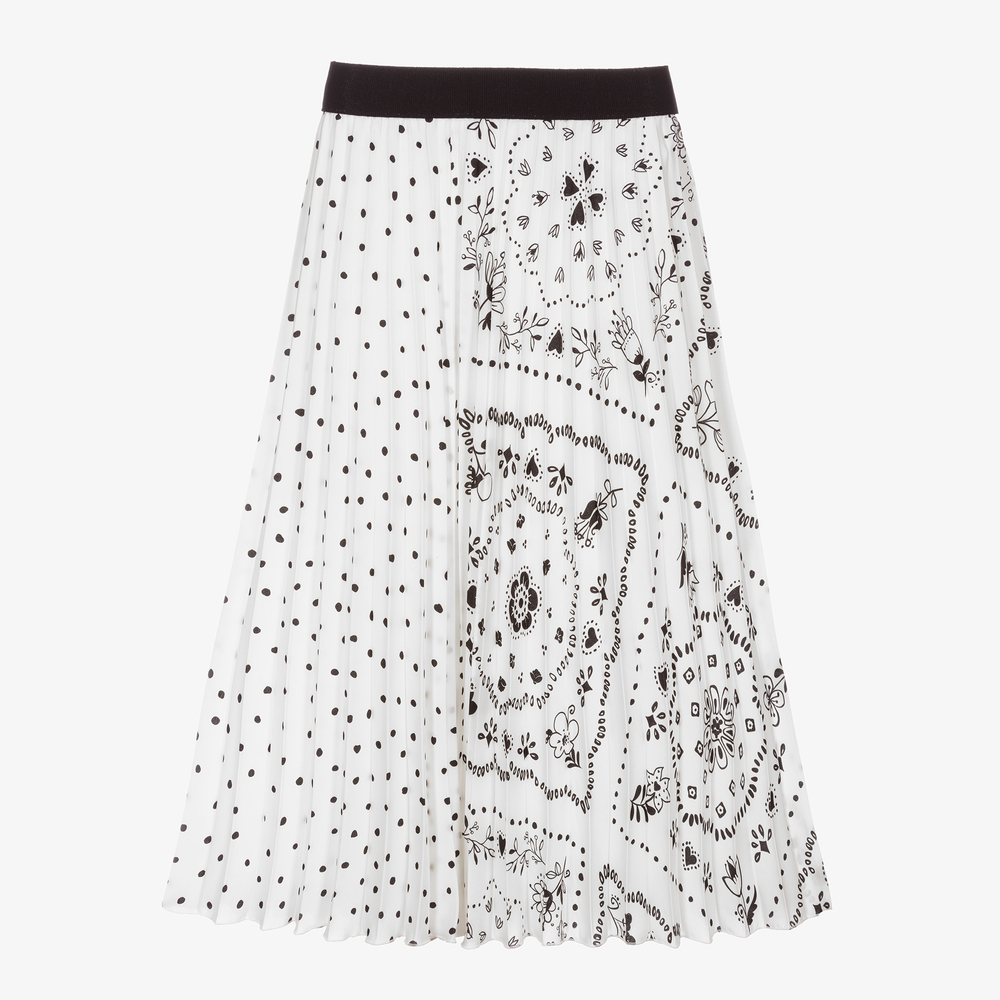 إلسي-تنورة ماكسي شيفون بكسرات لون أبيض وأسود | Childrensalon Outlet