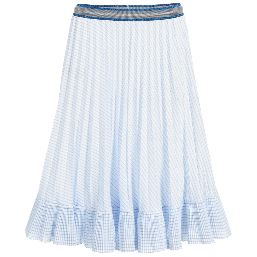 Elsy - White & Blue Pleated Skirt | Childrensalon