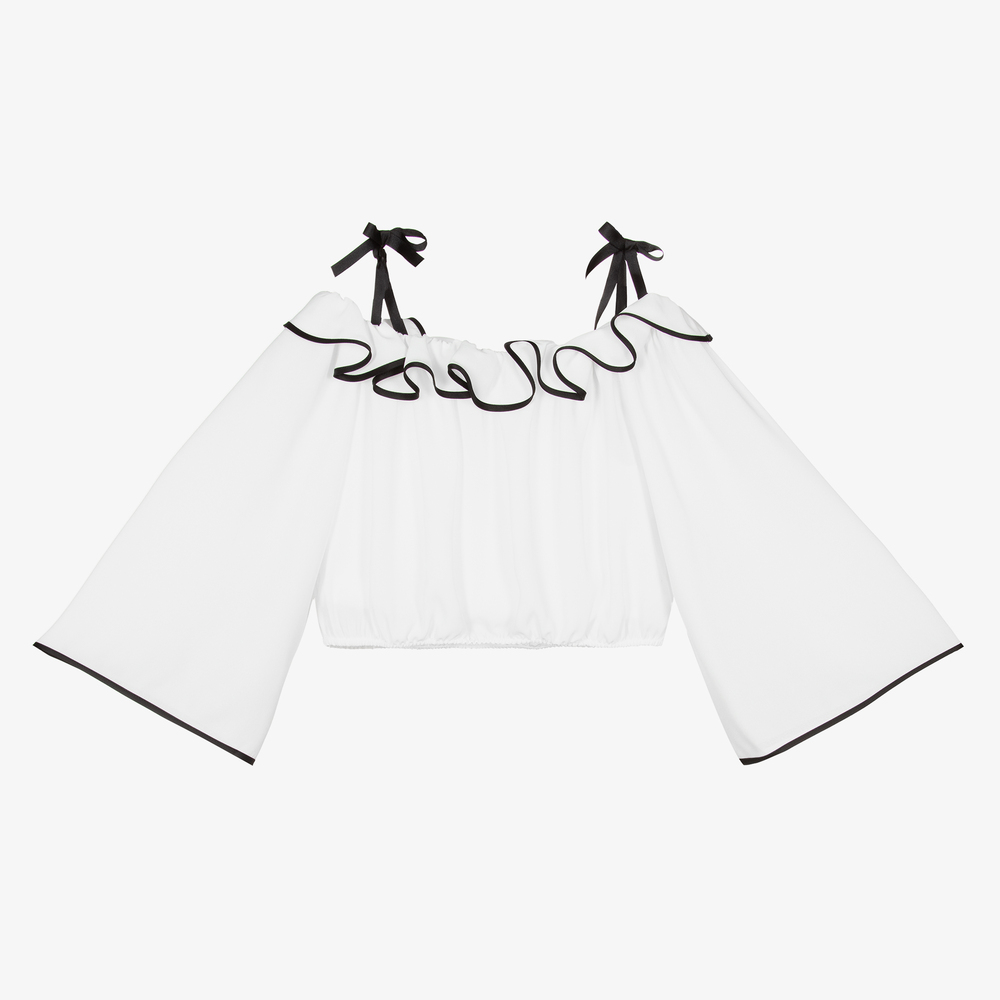 Elsy - White Crêpe Chiffon Blouse | Childrensalon