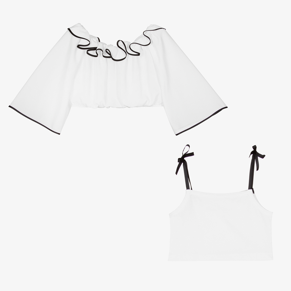 Elsy-White Crêpe Chiffon Blouse | Childrensalon Outlet