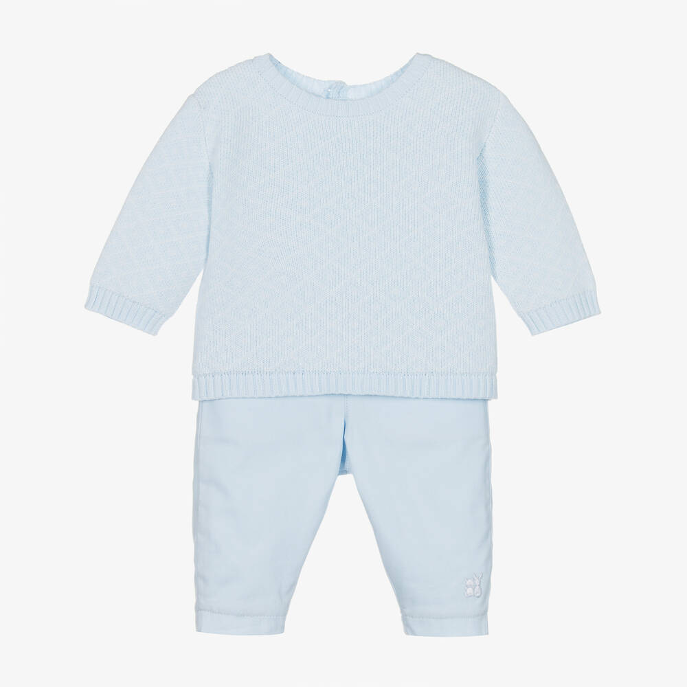 Emile et Rose-طقم بلوفر وبنطلون قطن لون أزرق فاتح | Childrensalon Outlet